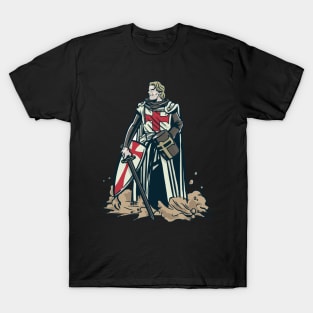 Serious Medieval Knight Crusader Knights Templar T-Shirt